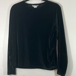 Vintage Ship n Shore velvetized stretchy black polyester blend, large.  Classic